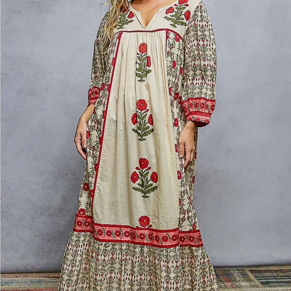 POL Cream Floral Maxi Dress